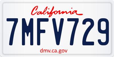 CA license plate 7MFV729