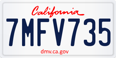 CA license plate 7MFV735