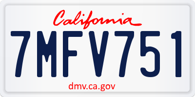 CA license plate 7MFV751