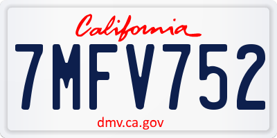 CA license plate 7MFV752