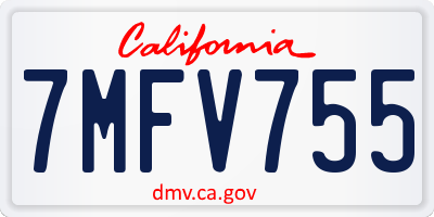 CA license plate 7MFV755
