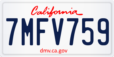 CA license plate 7MFV759