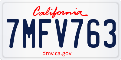 CA license plate 7MFV763
