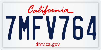 CA license plate 7MFV764