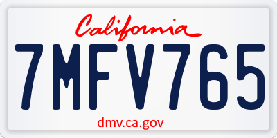 CA license plate 7MFV765