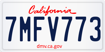 CA license plate 7MFV773