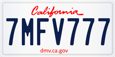 CA license plate 7MFV777