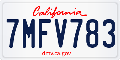 CA license plate 7MFV783