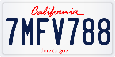 CA license plate 7MFV788