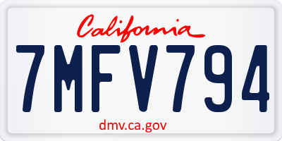 CA license plate 7MFV794