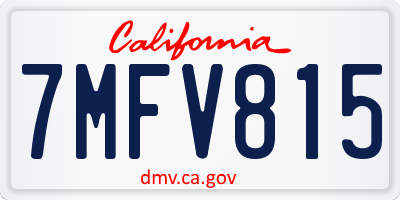 CA license plate 7MFV815