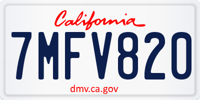 CA license plate 7MFV820