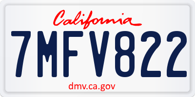 CA license plate 7MFV822