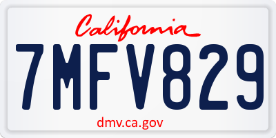 CA license plate 7MFV829