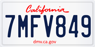CA license plate 7MFV849