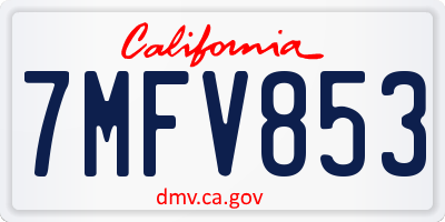 CA license plate 7MFV853