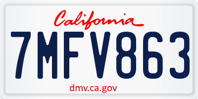 CA license plate 7MFV863