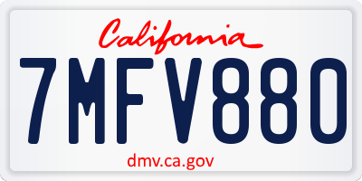 CA license plate 7MFV880