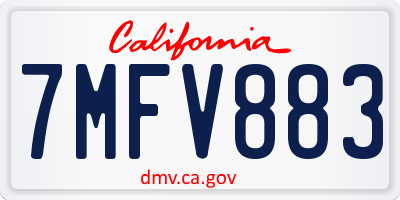 CA license plate 7MFV883