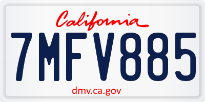 CA license plate 7MFV885