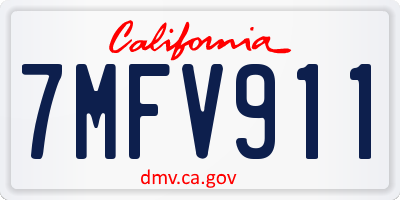 CA license plate 7MFV911