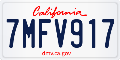 CA license plate 7MFV917