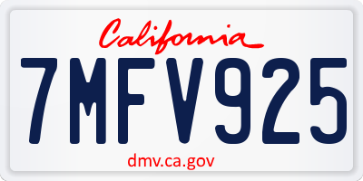 CA license plate 7MFV925