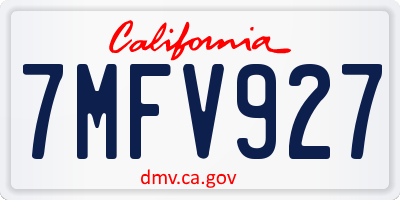 CA license plate 7MFV927