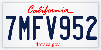 CA license plate 7MFV952
