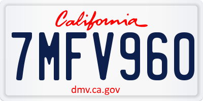 CA license plate 7MFV960