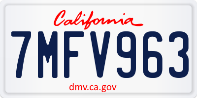 CA license plate 7MFV963