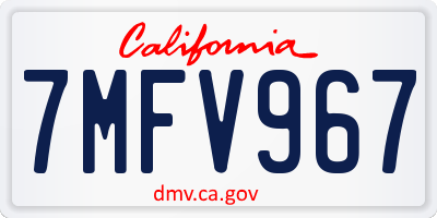 CA license plate 7MFV967