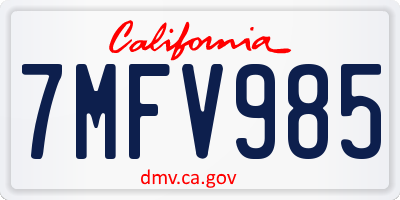 CA license plate 7MFV985