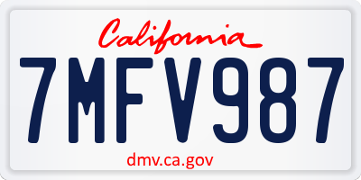 CA license plate 7MFV987