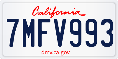 CA license plate 7MFV993