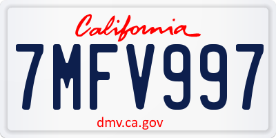 CA license plate 7MFV997