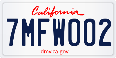 CA license plate 7MFW002