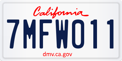 CA license plate 7MFW011