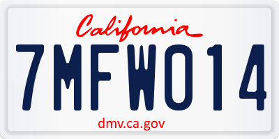 CA license plate 7MFW014