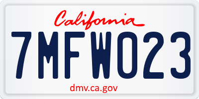 CA license plate 7MFW023
