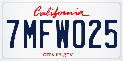 CA license plate 7MFW025