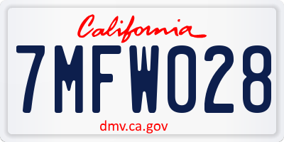 CA license plate 7MFW028