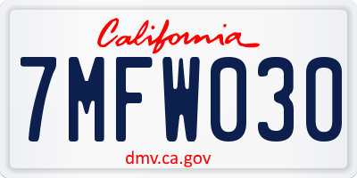 CA license plate 7MFW030