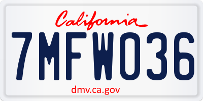 CA license plate 7MFW036