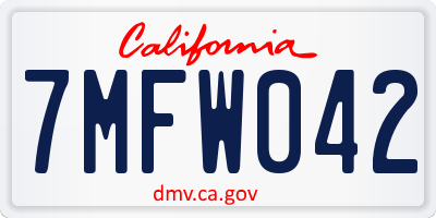 CA license plate 7MFW042