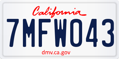 CA license plate 7MFW043