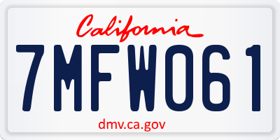 CA license plate 7MFW061