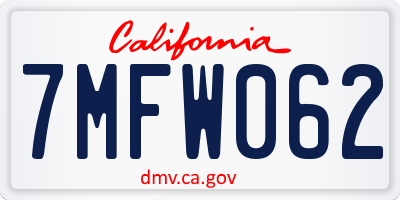 CA license plate 7MFW062