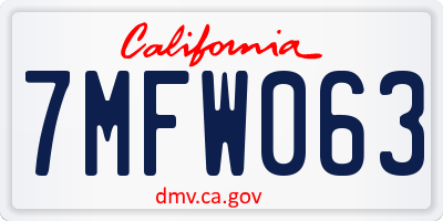 CA license plate 7MFW063