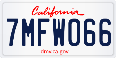 CA license plate 7MFW066